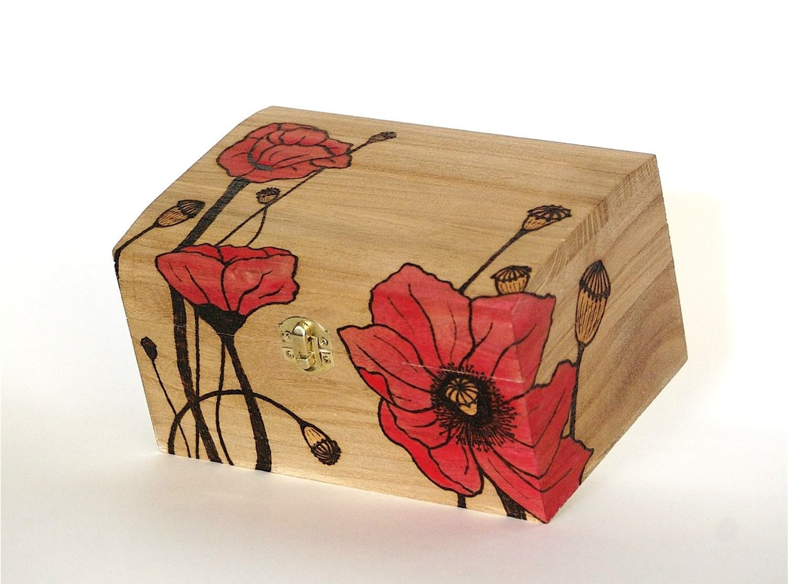 Personalized Poppy Flower Wedding Gift Card Box or Trinket Etsy