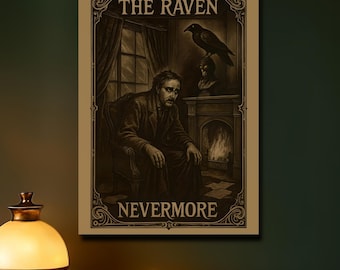 The Raven Poster – Edgar Allan Poe Wall Art, Gothic Literature Decor, English Classroom, Dark Academia Gift for Book Lovers & Teachers