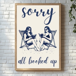 Book Nook Wall Art for Reading Corner | Booked and Busy | All Booked Up Print | Book Club Print | Library Sign | Classroom Decor