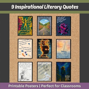Inspirational Literary Quotes Posters | Printable Book Quotes | English Classroom Wall Art | Author Posters for School Teachers, Students