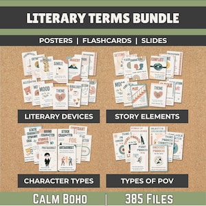 Literary Terms Bundle: Posters, Flashcards & Slides | Middle and High School English Lit Study Tools | Classroom and Homeschool