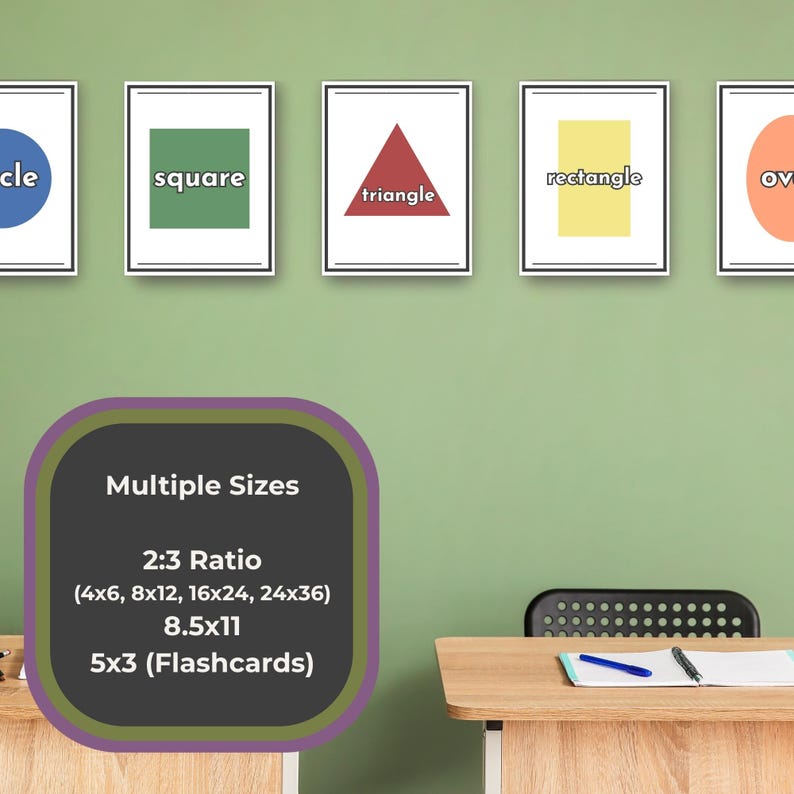 Basic 2D Shapes Posters & Matching Flashcards for Classroom or ...