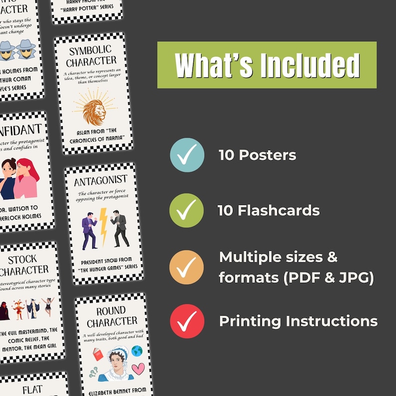 Character Types Posters, Flashcards & Slides | Literary Terms Study ...