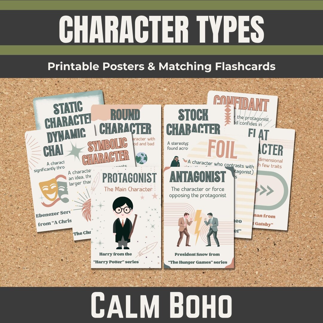 Character Types Posters, Flashcards & Slides | Literary Terms Study ...