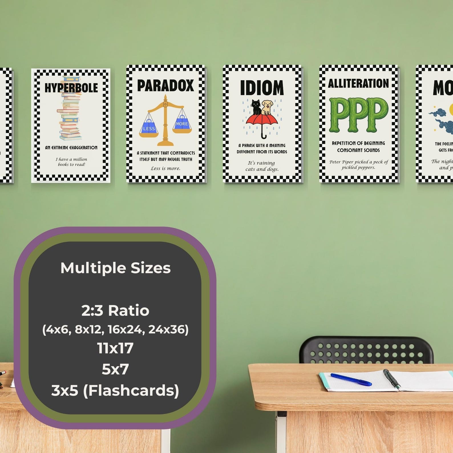 Literary Devices Posters & Flashcards + Slides Set | Middle and High ...