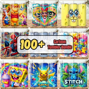 100+ 90S Tumbler Wrap Bundle, Instant Download 20oz Tumbler PNG Wraps Design, Digital 90 s Cartoon 20 oz Skinny Tumblers Designs Template