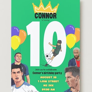 Jungen Fußball Fußball Geburtstagseinladungsvorlage - Digitale, bearbeitbare Canva Invite - Fußballparty druckbar - personalisierte Geburtstagskarte
