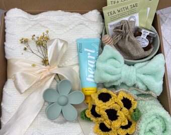 Motherly Mothers Day Cozy Serenity Self Care Gift Box | Soft Blanket & Tea Set | Spa Relaxation Basket for Her | Thinking of You Gift| Hygge
