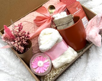 Valentine’s Day Gift Box for Her | Cozy Self Care Gift Set | Romantic Pink Valentine Gift | Girlfriend Wife Best Friend Gift | Hygge Gift