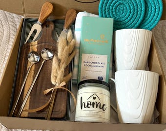 Cozy Home Gift Box ,Coffee Mug Set with Candle & Chocolate ,Housewarming Gift Basket , Relaxation Box ,Hostess Gift Idea,Real Estate Gift