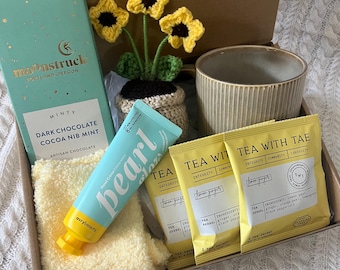 Sunshine Self Care Gift Box |Cozy Tea & Chocolate Gift Set | Get Well Soon Gift | Thinking of You Care Package |Hygge Birthday Gift for Her