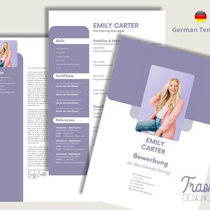 Canva Resume Template | Professional CV in English & German | Modern ...