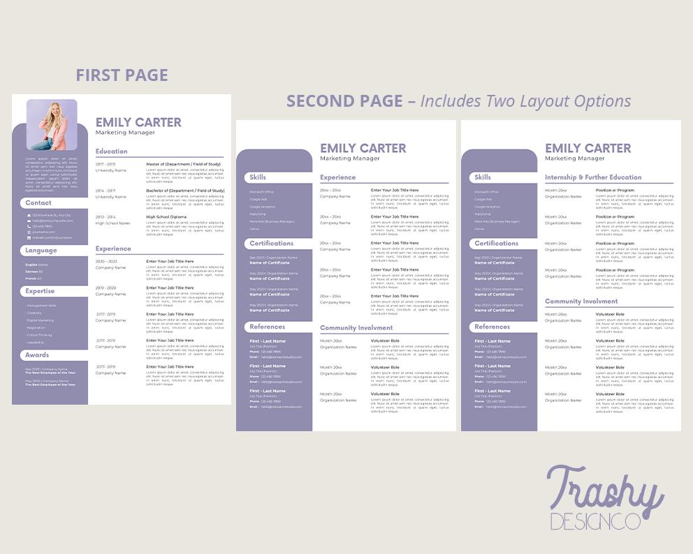 Canva Resume Template | Professional CV in English & German | Modern ...