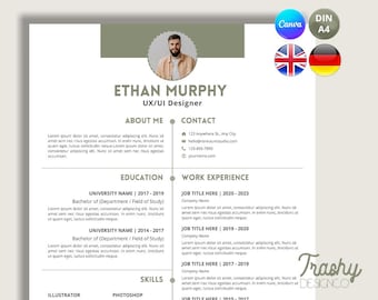 Canva Resume Template | Professional CV in English & German | Modern ...