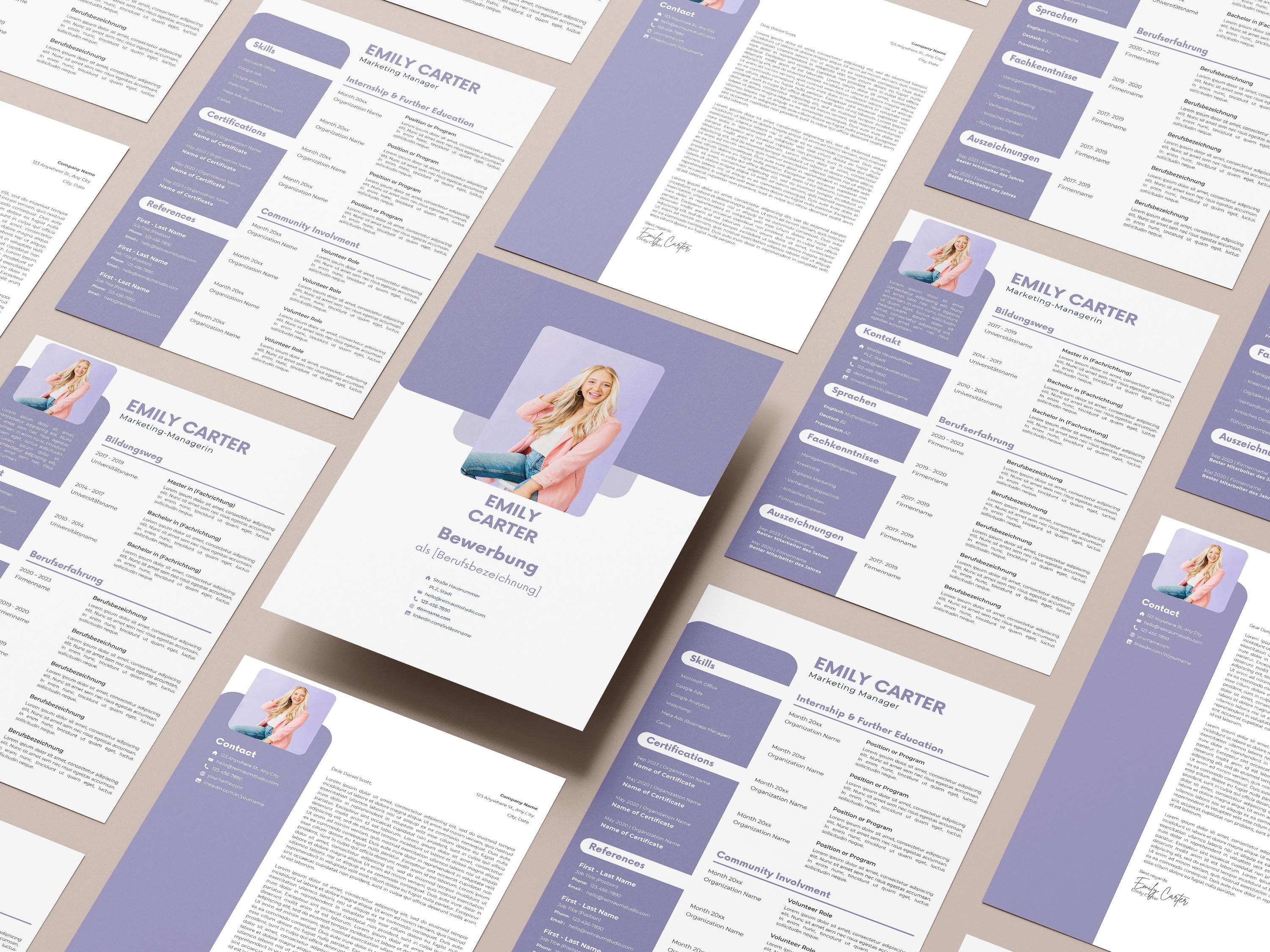 Canva Resume Template | Professional CV in English & German | Modern ...