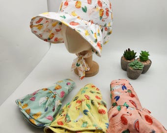 Kids Wide Brim Sun Hat: Tropical Beach UV Protection