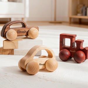 Wooden Toy Cars for Toddlers Vehicles for Kids Gift Little Car Lovers Nursery for New Mom Dad Nephew Niece Grandson Granddaughter 1 Piece
