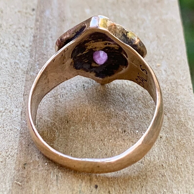 Natural Pink Sapphire Vulva Ring in Bronze image 3