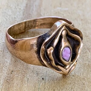 Natural Pink Sapphire Vulva Ring in Bronze image 2