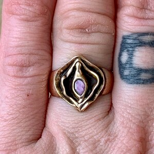 Natural Pink Sapphire Vulva Ring in Bronze image 5