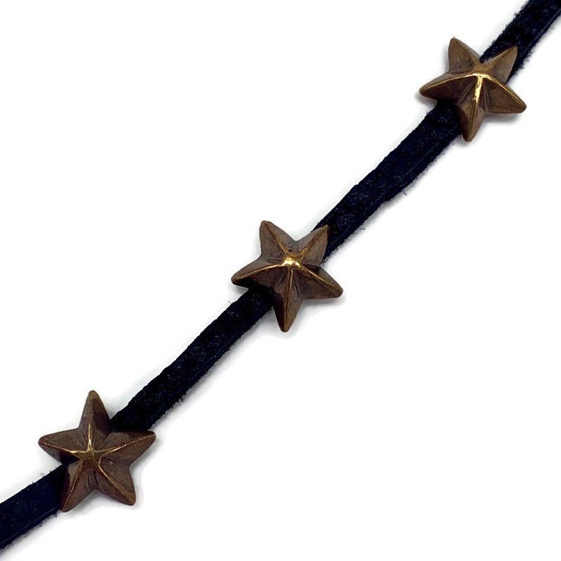 Bronze & Leather Star Wrap Bracelet image 1