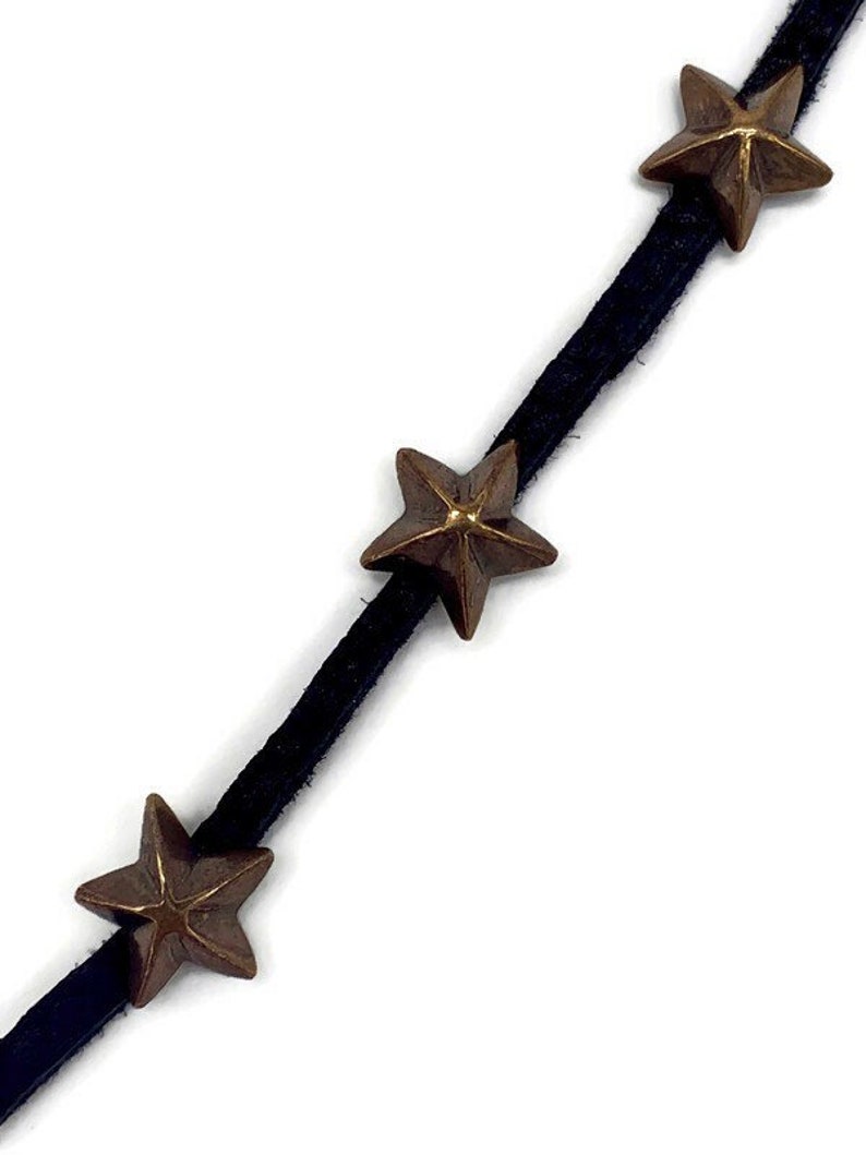 Bronze & Leather Star Wrap Bracelet image 4