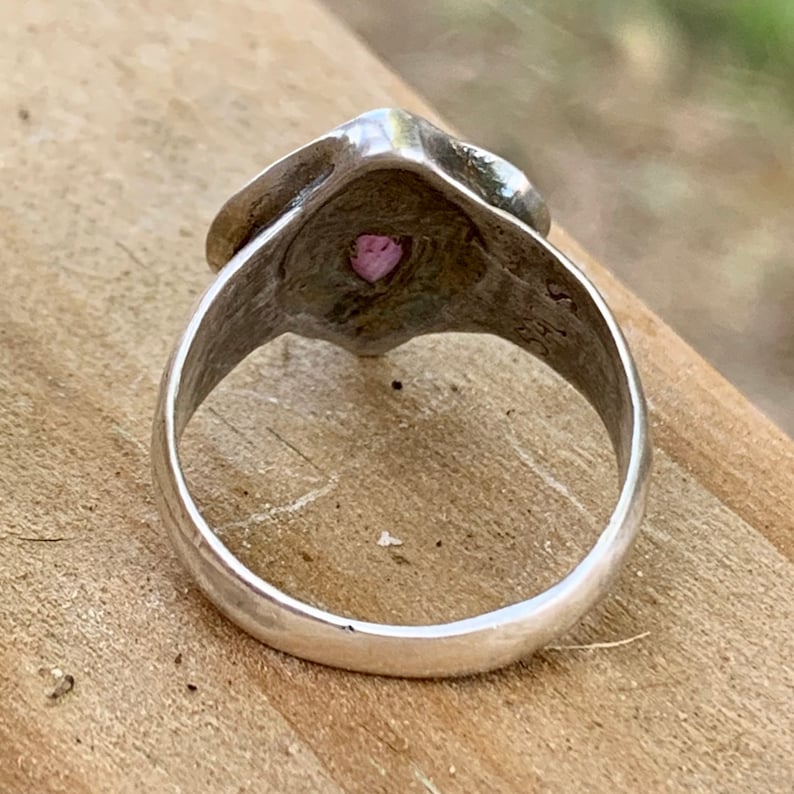 Natural Pink Sapphire Vulva Ring in Sterling image 5