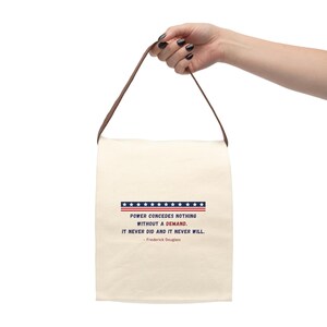 Sac à lunch sans concession Power | fourre-tout Frederick Douglass Quote | Ligne Liberty | Sac-repas en toile Performance avec message patriotique