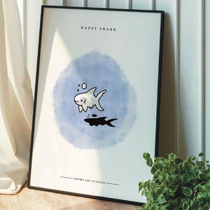 Happy Shark Art Print: Playful Nursery Wall Decor