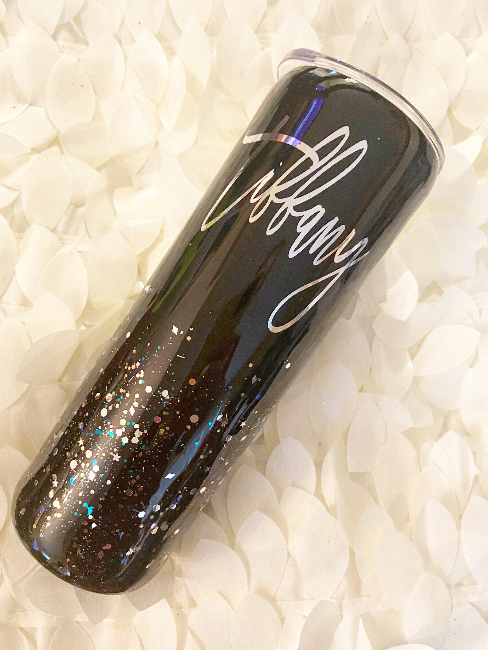 Black Glitter Tumbler Personalized Tumbler Etsy