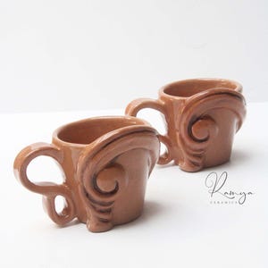 Handgefertigte Keramik Espresso Tassen - 2er Set Einzigartige Barock - Inspirierte Stücke