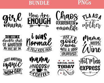 Funny Mom SVG Bundle for Cricut, Sarcastic Motherhood Quotes Cut Files