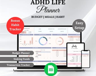 ADHS-Lebensplaner | Tagesplaner für ADHS | Produktivitätsplaner | Google Sheets-Planer + Gewohnheitstracker | Digitaler Produktivitätsorganisator