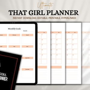 That Girl Digital Planner | Aesthetic PDF for Daily Routines, Habits, Goals & Wellness | iPad, GoodNotes, Notability Compatible