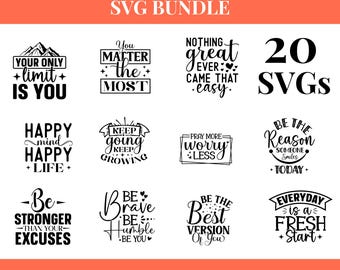 Inspirational Quotes SVG Bundle| Motivational Sayings Cutting Files for Cricut, Positive Affirmation Digital Download