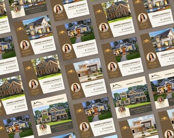 Editable Real Estate Social Media Template: Under Contract, Closing Checklist, Instant download