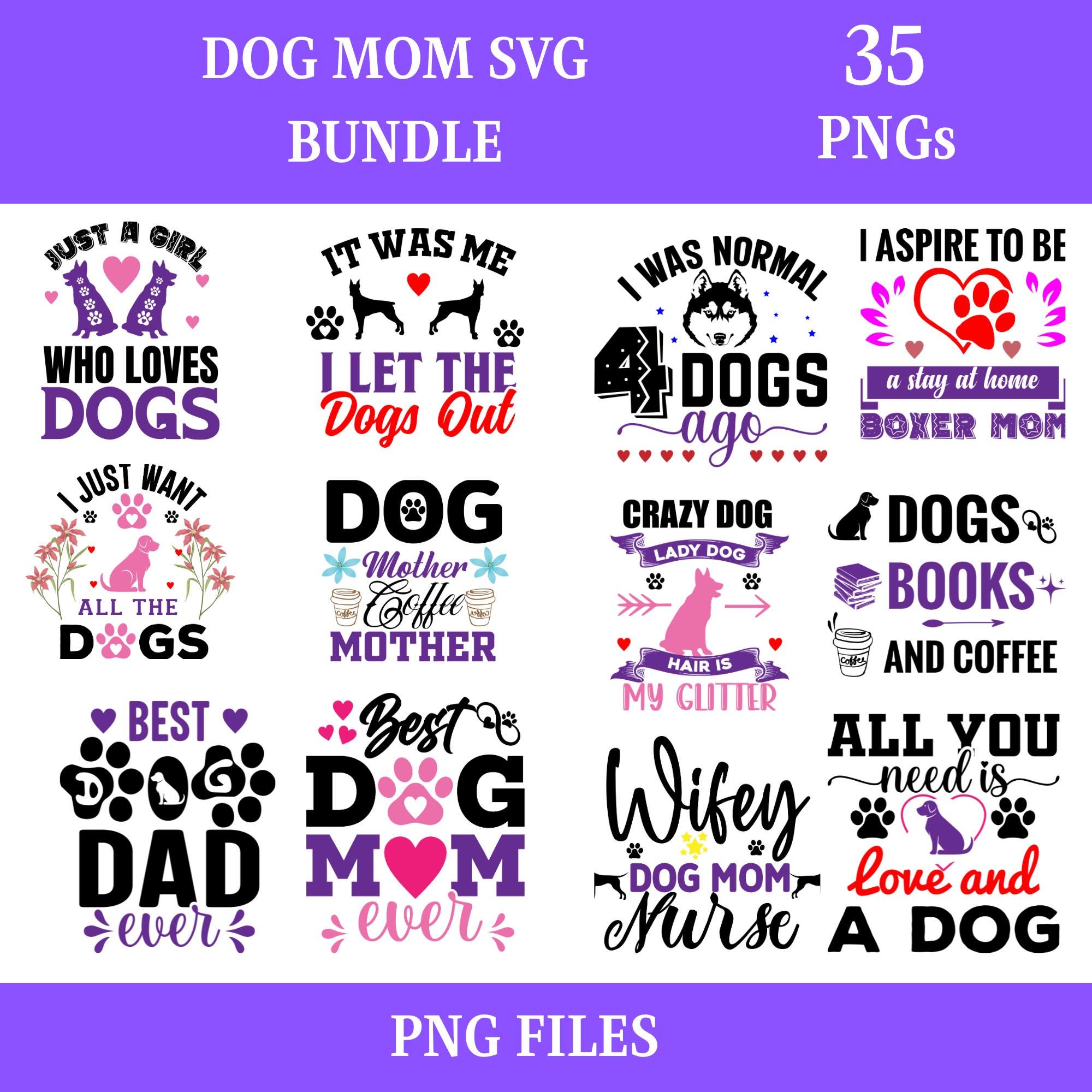 Dog Mom SVG Bundle, Paw Print Designs PNG, Digital Download - Etsy