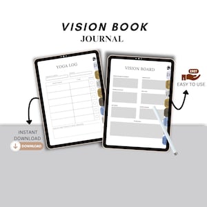 Hyperlinked Vision Buch Journal | Geführter Manifestationsplan | Vision Board | Stimmungs-Tracker | Dankbarkeit| Affirmationen| Mind Map| Selbst-Wachstum