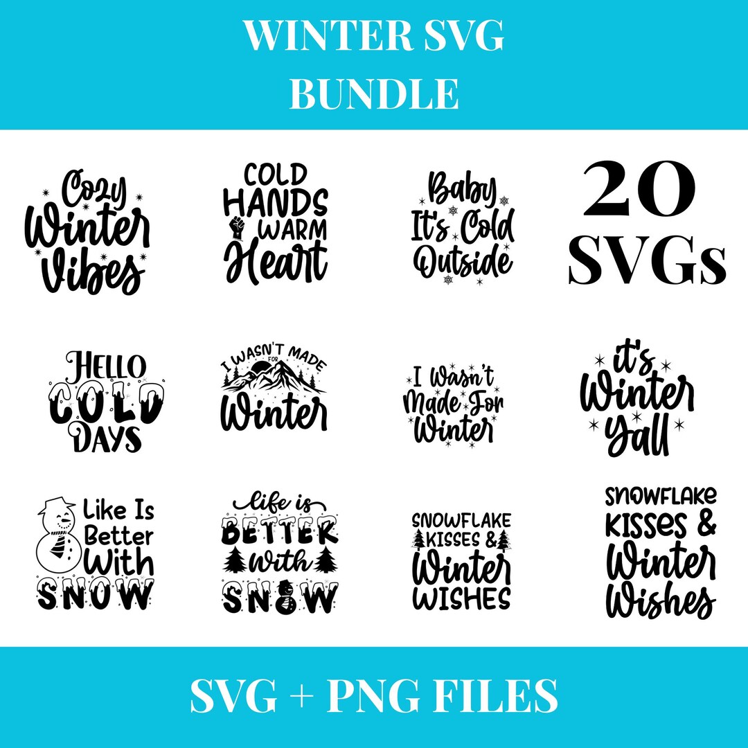 Winter SVG Bundle for Cricut, Snowflake & Cozy Quote Cut Files - Etsy