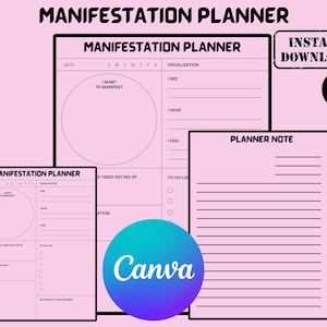 Elegant Manifestation Planner Printable: Daily Affirmation & Goal Tracker (PDF Download)