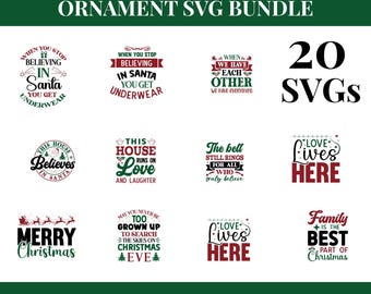 Family Christmas Ornament SVG Bundle: Holiday Cricut Cut Files Bundl, Xmas Decoration SVG png, Commercial Use svg bundle