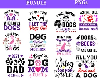 Dog Mom SVG Bundle, Paw Print Designs PNG, Digital Download