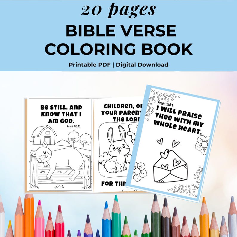 Bible Verse Coloring Pages for Kids, 20 Printable Scripture Coloring ...