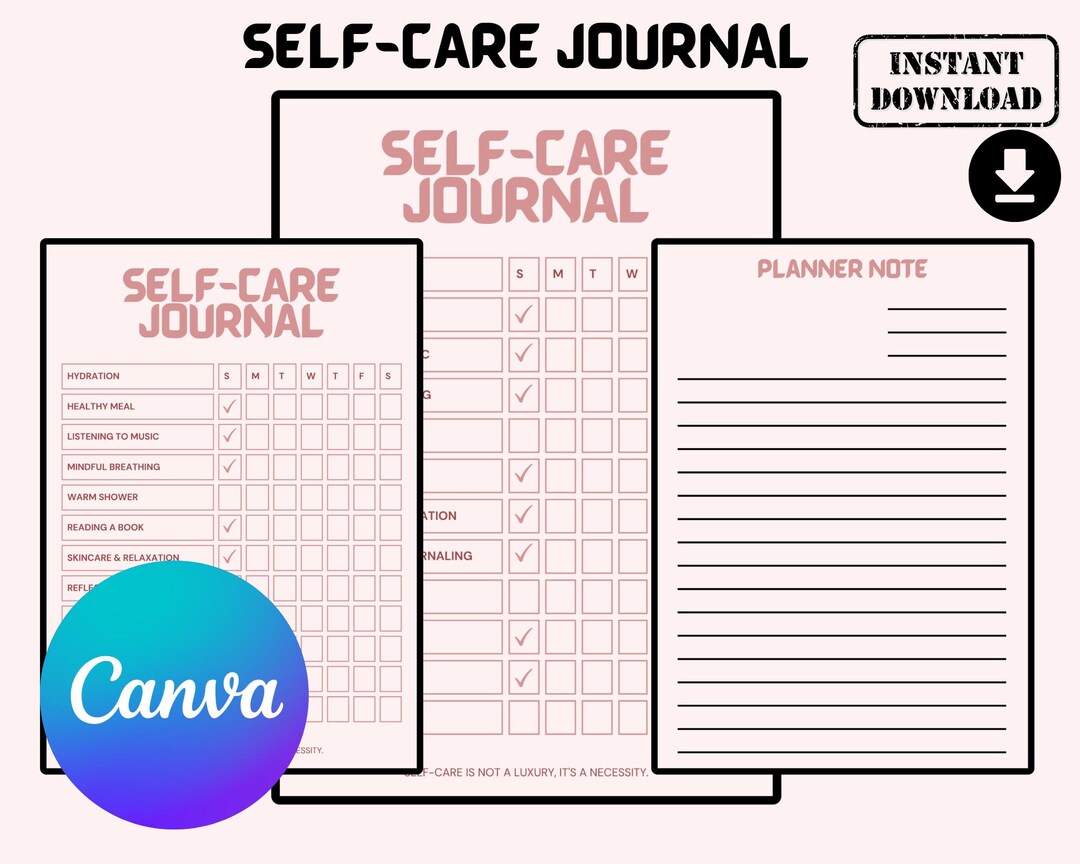 Printable Self Care Journal | Pink Aesthetic Wellness Tracker PDF ...