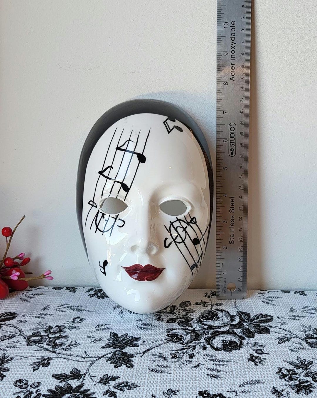 Musical Notes Mask Vintage Ceramic Wall Mask – Musical Note Design – Venetian Style ...