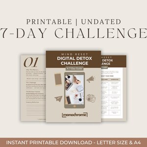 Printable 7-Day Digital Detox Challenge | Screen-Free Self-Care Guide, Mindfulness Habit Builder, Digital Wellness PDF