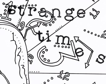 Strange Times adult coloring page featuring a melting clock ~*~ printable coloring pages for relaxation