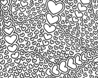 Abstract hearts adult printable coloring page