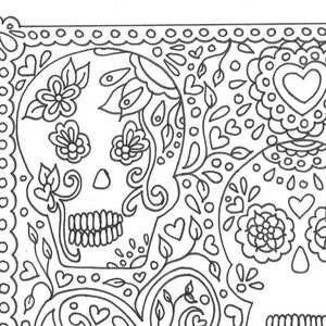 Day of the Dead Sugar Skulls Printable Adult Coloring Page - Etsy