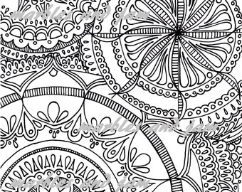 Printable Mandala Adult Coloring Page with three overlapping Mandalas to print at home